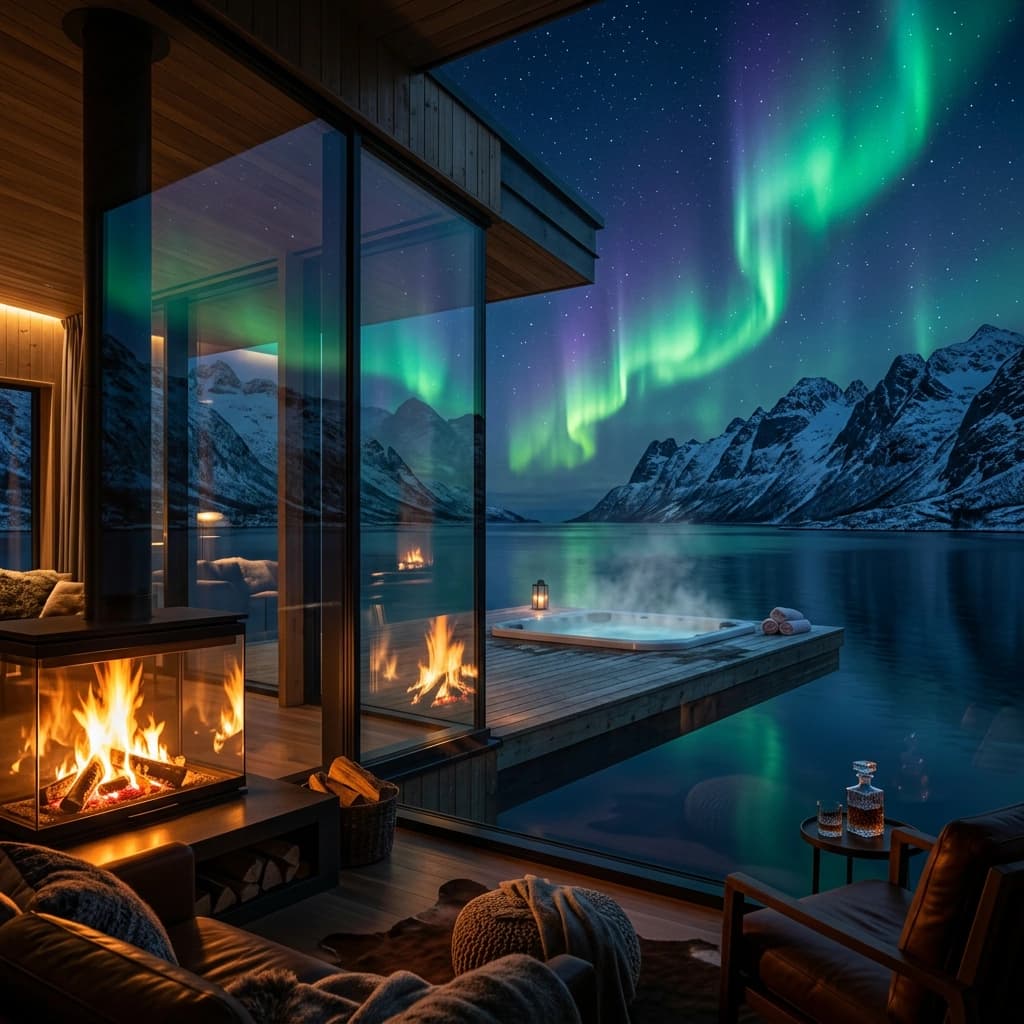 image-Fjorde und Nordlichter